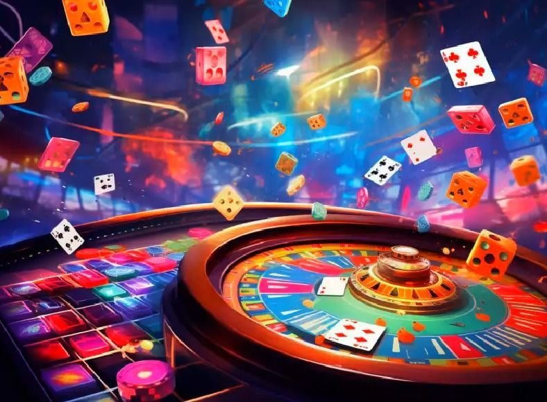 Tampilan permainan slot online berwarna-warni di jasabet